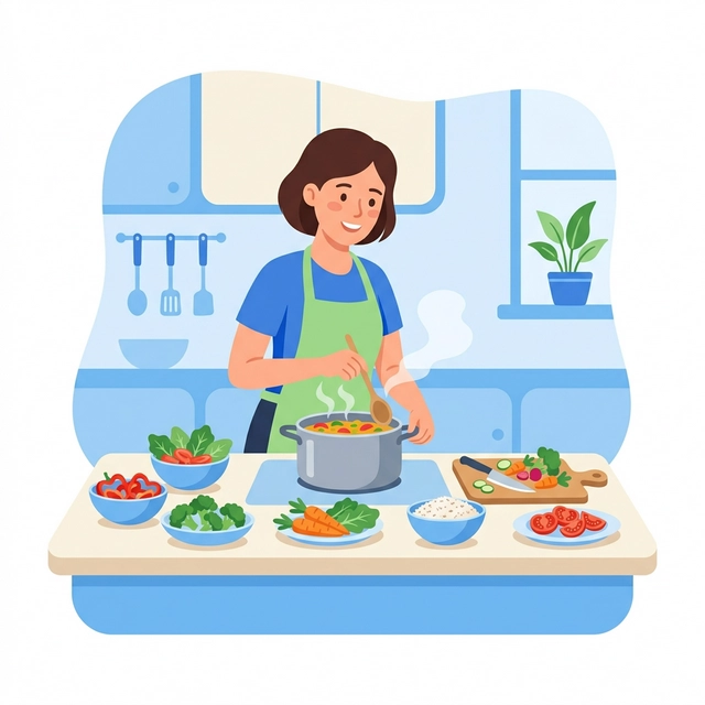 Illustration préparation de repas